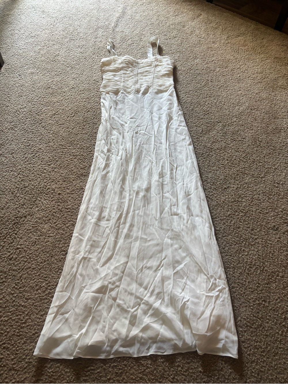 Reformation White Long Maxi Ruched  Dress Size 4